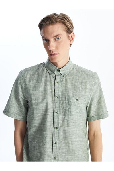 LC Waikiki Regular Fit Short Sleeve Linen Blended Men's Shirt