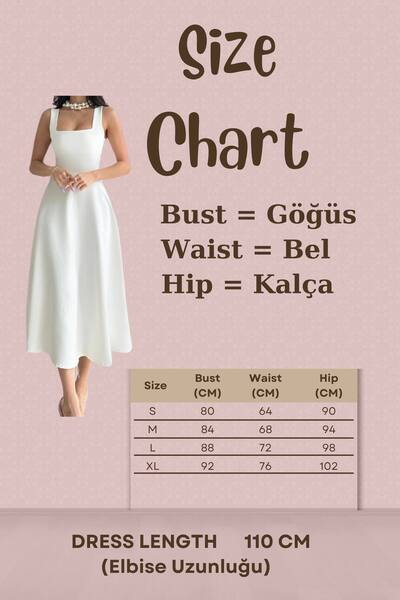 WOMAN VISION Kloş Kesim Kare Yaka Askılı Şık Modern Tasarım Kadın Elbise 151