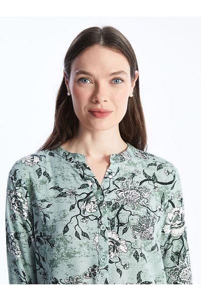 LC Waikiki Loose Collar Patterned Long Sleeve Women's Blouse