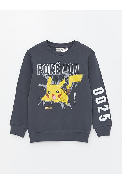 LC Waikiki New Season Crew Neck Pikachu Printed Long Sleeve Boys T-Shirt