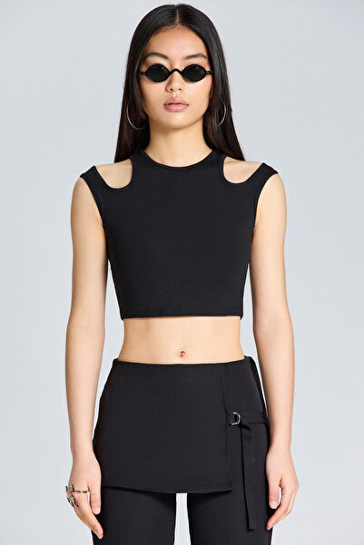 ecemore قصاصات سوداء بأكتاف منخفضة