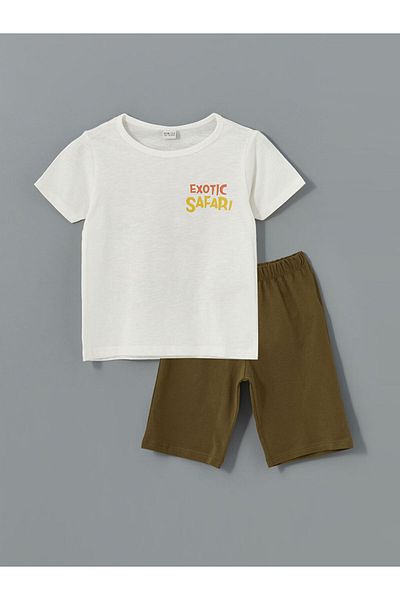 LC Waikiki Set de pijamale pentru băiat cu gât crew cu pantaloni scurți