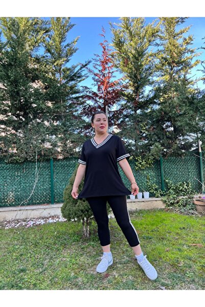 MJORA Set de bluză cu dungi cu decolteu în V