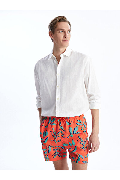 LC Waikiki Orange Short Length Patterned Men's Swim Shorts