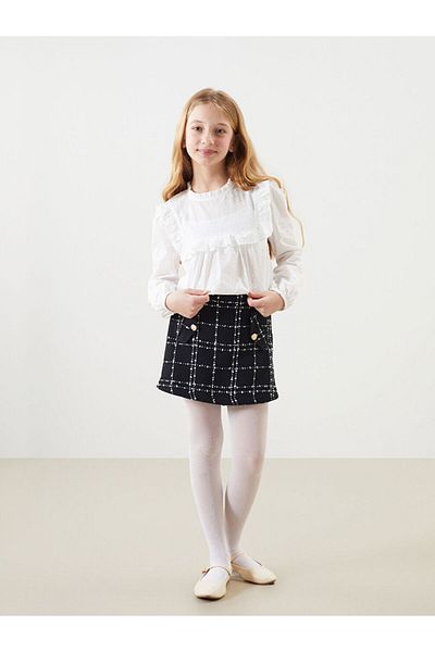 LC Waikiki Lcw Crew Neck Textured Girl's Blouse