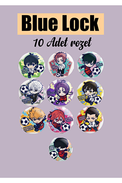 Akumastik Blue Lock 10 Adet 44mm İğneli Buton Rozet Set