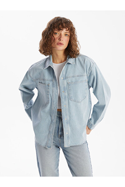 LC Waikiki Indigo O Oversized Women's Jean Shirt Jacket