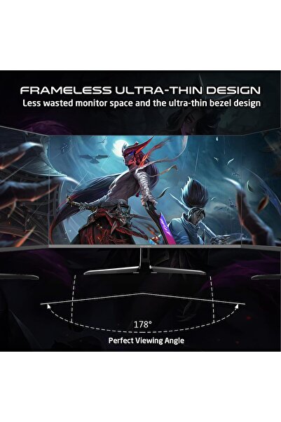 GAMEON شاشة ألعاب GOPS27180IPS 27 بوصة FHD، 180 هرتز، 0.5 مللي ثانية سريعة IPS (تدعم PS5)