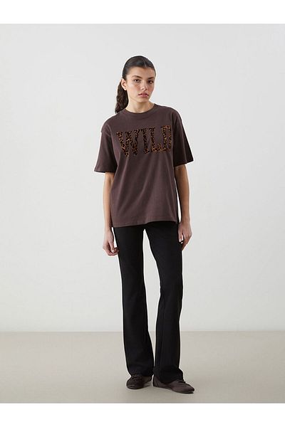 LC Waikiki Lcw Crew Neck Printed Oversize Women's T-Shirt