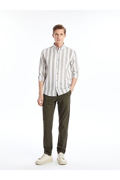 LC Waikiki Cămașă pentru bărbați în dungi cu mânecă lungă, slim fit