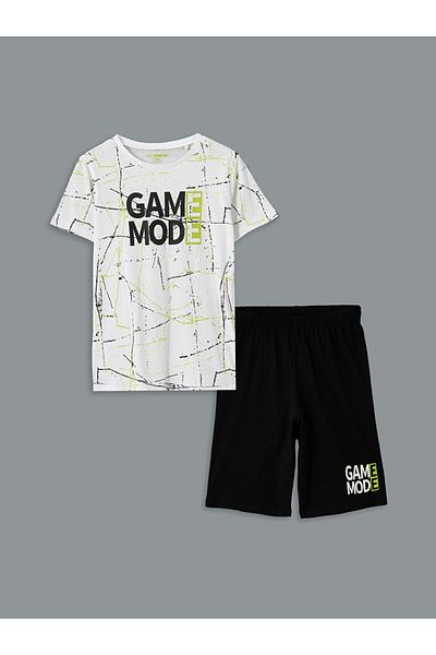 LC Waikiki New Season Crew Neck Boys' Shorts Pajama Set -