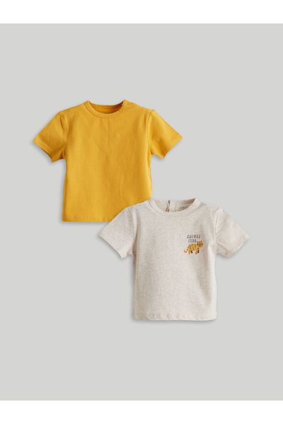 LC Waikiki Crew Neck Printed Baby Boy T-Shirt, Pack of 2