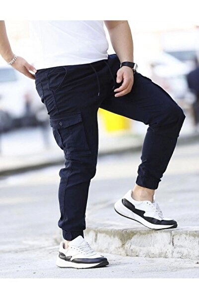 TRS YB GİYİM Navy blue cargo pants with lycra waist and elastic legs
