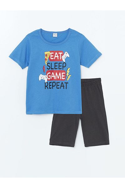 LC Waikiki New Season Crew Neck Boys' Shorts Pajama Set - S5G902Z4