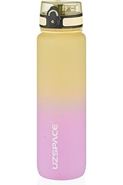 NETWORK ART Uzspace 1000ml Double Color Leakproof Bpa Free Lockable Lid Motivational Tritan Water Mata