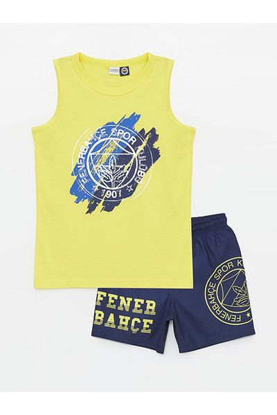 LC Waikiki Crew Neck Printed Boys' Tank Top and Swim Shorts