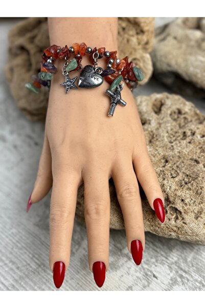 SEDEF TAKI Haçlı akik taşı bileklik