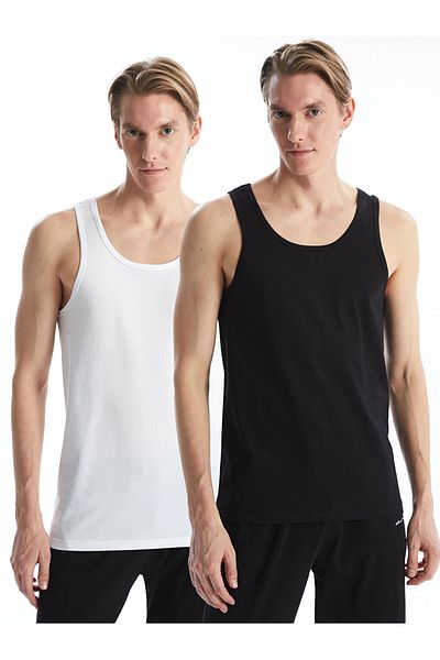 LC Waikiki Lcw U Collar Combed Cotton Men's Undershirt 2-Piece