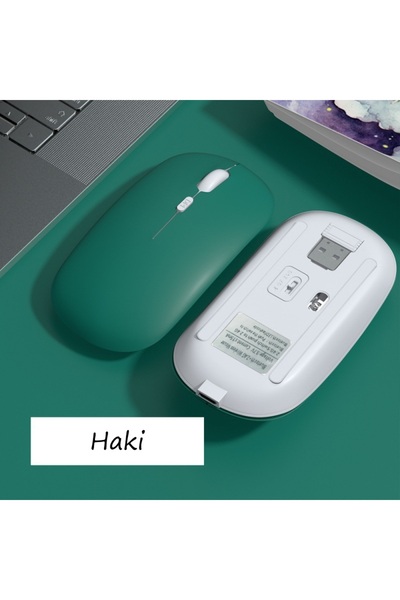 MMP SHOP Apple Macbook Laptop İpad Şarj Edilebilir Bluetooth + 2.4GHz Wifi Kablosuz Sessiz Mause Fare