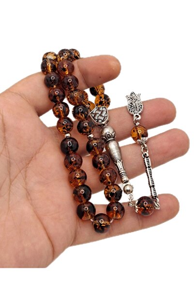 Han Ticarethane مسبحة زجاجية مقطوعة على شكل كرة أرضية أحفورية