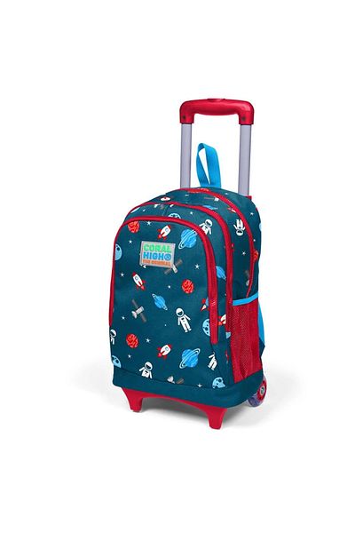 Coral High 23136 Kids Indigo Red Space Patterned Three-Compartment Illuminated