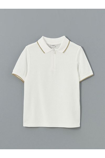 LC Waikiki Polo Neck Textured Boy's T-Shirt