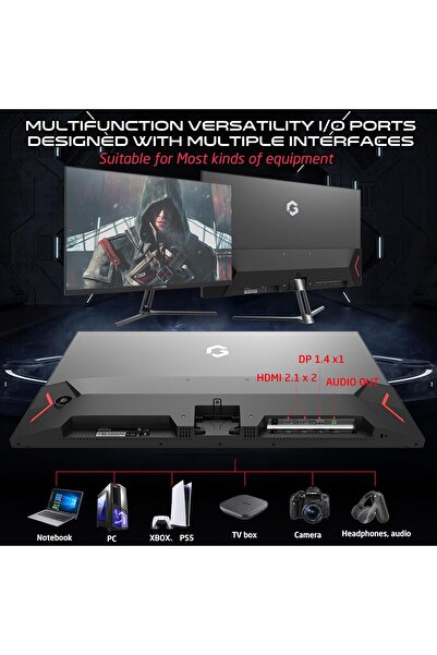 GAMEON شاشة ألعاب GOVE127FHD165IPS سوداء، 27 بوصة، FHD، 165 هرتز، 0.5 مللي ثانية، 2.1 HDMI، IPS
