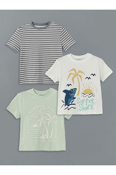 LC Waikiki Crew Neck Printed Boys' T-Shirt 3 Pack