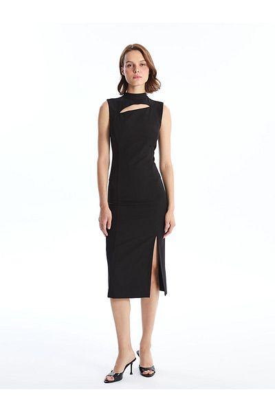 LC Waikiki Lcw Women's Stand Collar Straight Dress Fast Fashion