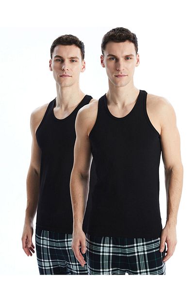 LC Waikiki Lcw U Collar Combed Cotton Men's Undershirt 2-Piece