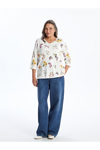 LC Waikiki V-Neck Patterned Women's Blouse
