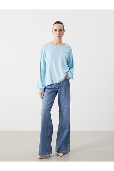 LC Waikiki Lcw Eco Blue Crew Neck Women's Blouse
