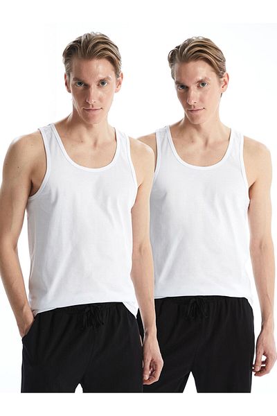 LC Waikiki New Season U Neck Combed Cotton Men's Undershirt 2-Piece - S5Ht98Z8