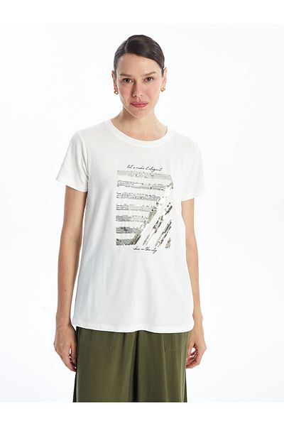 LC Waikiki New Season Crew Neck Embroidered Short Sleeve Women's T-Shirt - S4Lf81Z8