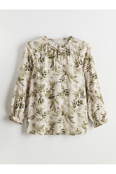 LC Waikiki Women's Blouse with Tie-Down Collar Flower