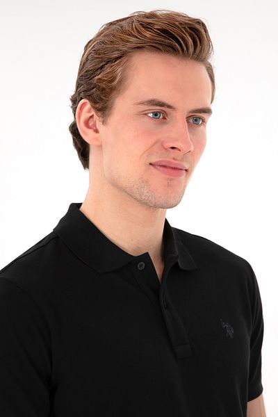 U.S. Polo Assn. Ανδρικό μπλουζάκι με λεπτή εφαρμογή Polo Neck Μαύρο Basic 50297984 -vr046