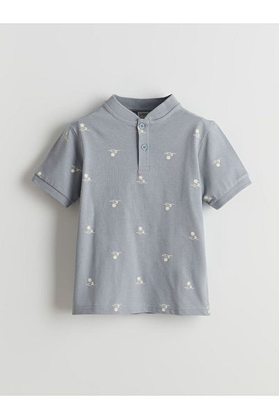 LC Waikiki New Season Judge Collar Patterned Boy's Pique T-Shirt - S5Ei30Z4