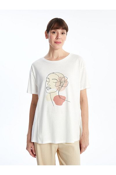 LC Waikiki Γυναικείο μπλουζάκι με στάμπα Crew Neck