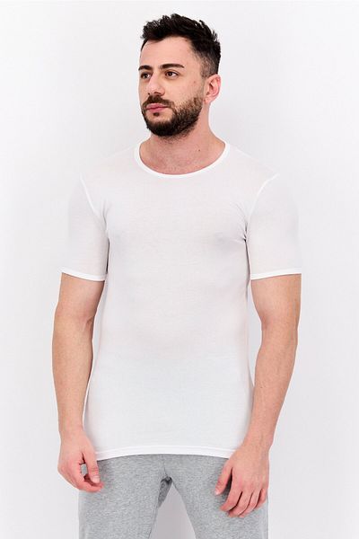 Bikkembergs Men Crew Neck Short Sleeve Solid T Shirt, White