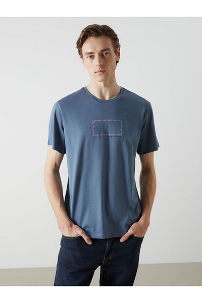 LC Waikiki Tricou pentru bărbați din bumbac pieptănat cu mânecă scurtă cu decolteu și imprimeu de sezon nou - S5KU21Z8