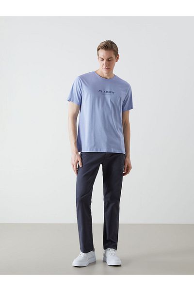 LC Waikiki New Season Crew Neck Κοντό μανίκι εμπριμέ χτενισμένο βαμβακερό ανδρικό Tisort - S5KU04Z8