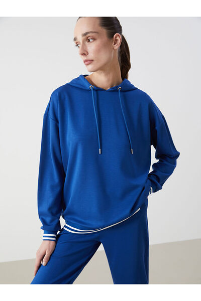 LC Waikiki Μπλε με κουκούλα oversized Γυναικείο T-Shirt