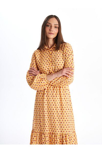 LC Waikiki Lcw Shirt Collar Pattern Long Sleeve Women's Dress Fast Fashion