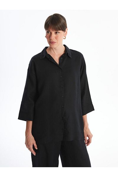 LC Waikiki Plain Oversize Linen Women's Shirt