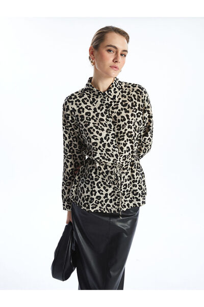 LC Waikiki Black Leopard Print Women's Shirt