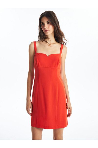 LC Waikiki Lcw Heart Collar Plain Linen Blend Women's Evening Dress New Season