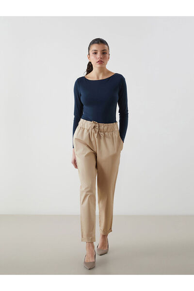 LC Waikiki Plain Gabardine Women's Trousers with Elastic Waist