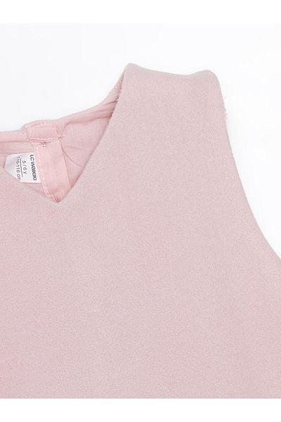 LC Waikiki Pink V-Neck Basic Girl's Dress