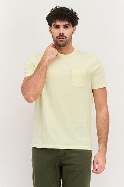 GAP Men Crew Neck Solid Short Sleeves T-shirt, Light Yellow