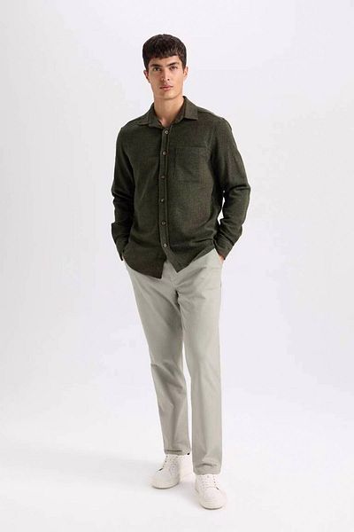 DeFacto Ανδρικό παντελόνι Regular Fit Regular Cut Light Khaki D7349ax/kh475